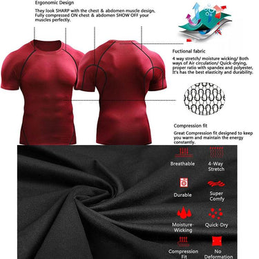 Men's Quick Dry Compression Running T-Shirt for Sports - Estalios